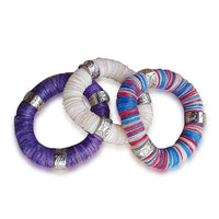 White, Purple and Blue Shell Set of 3 Stretch Bracelets