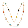 Multi Agate Enhanced Necklace (40 in) in Goldtone TGW 25.100 cts. - Sticky add to cart bar