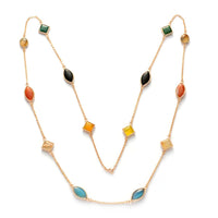 Multi Agate Enhanced Necklace (40 in) in Goldtone TGW 25.100 cts.