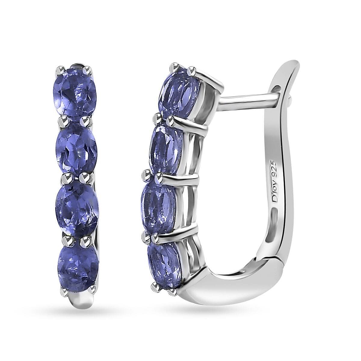 Tanzanite Earrings in Platinum Over Sterling Silver 1.35 ctw