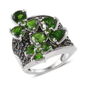 Natural Chrome Diopside and Natural Thai Black Spinel Ring in Sterling Silver (Size 6.0) 8.20 Grams 9.65 ctw - Sticky add to cart bar