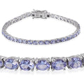 Tanzanite Platinum Over Sterling Silver Bracelet (7.50 In) TGW 8.250 cts. - Sticky add to cart bar