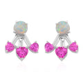 Lab Created Pink Sapphire and Lab Created Milky Opal Earrings in Sterling Silver - Sticky add to cart bar
