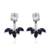 Lab Created White Sapphire and Lab Created Blue Sapphire Earrings in Sterling Silver