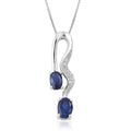 Lab Created Blue Sapphire and Lab Created White Sapphire Pendant Necklace 18 Inch in Sterling Silver - Sticky add to cart bar
