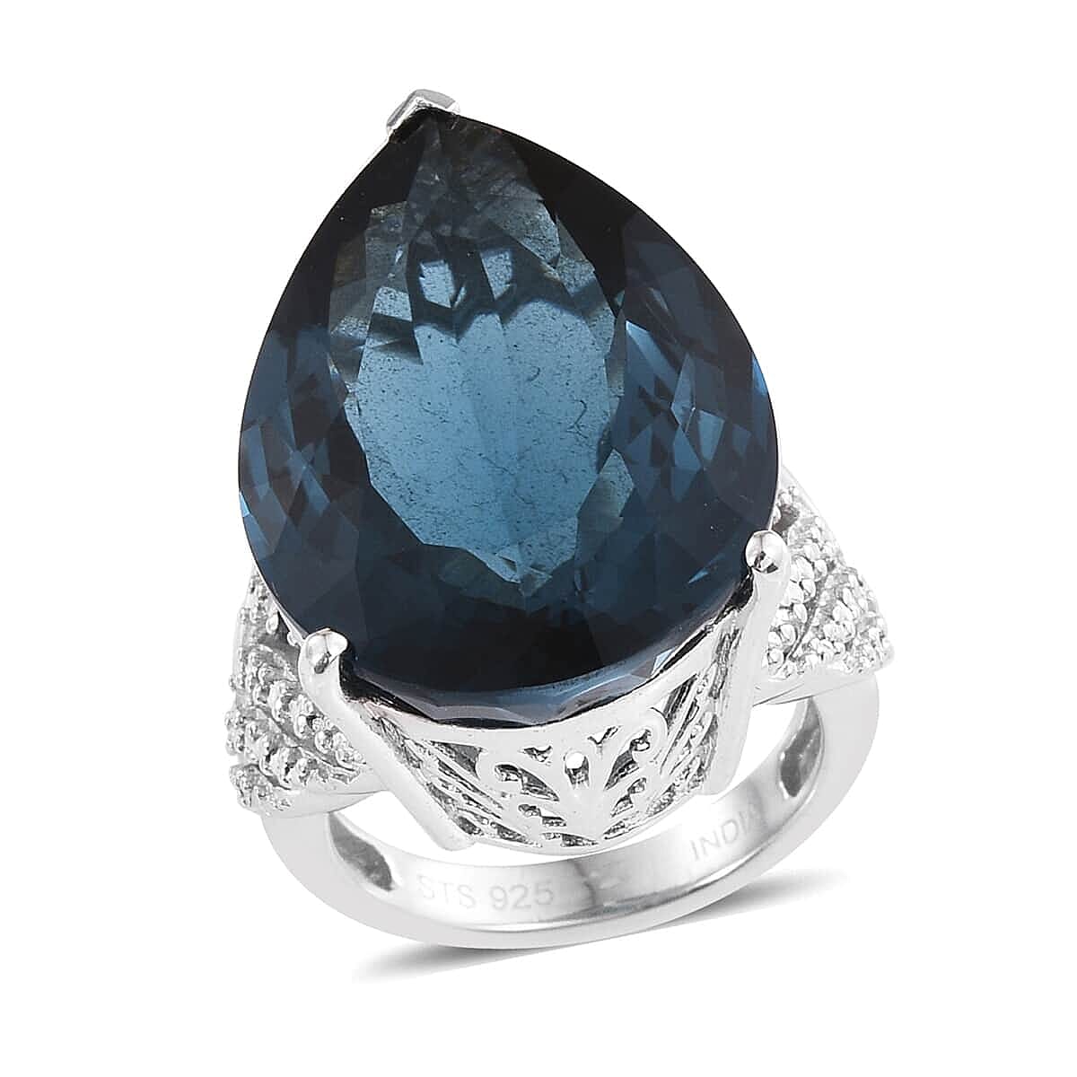 14.45 ctw Amethyst and London Blue Topaz Ring in Platinum Over Sterling Silver 10 Grams (Size 7.0)