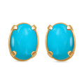 14K YG Sleeping Beauty Turquoise Oval Stud Earrings TGW 1.62 Cts. - Sticky add to cart bar