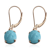 14K Yellow Gold Sleeping Beauty Turquoise Lever Back Earrings 3.50 ctw