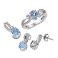 Sky Blue Topaz and White Topaz Earrings, Ring Size 7 and Pendant in Sterling Silver 2.40 ctw - Sticky add to cart bar