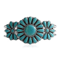 SANTA FE Style 20 ctw Kingman Turquoise Cuff Bracelet in Sterling Silver (7 in) 24.5 Grams