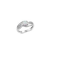 Lab Created Milky Opal and Lab Created White Sapphire Ring in Sterling Silver (Size 7.0)