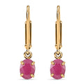 14K Yellow Gold Ruby Lever Back Earrings 1.65 ctw - Sticky add to cart bar