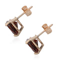 10K Yellow Gold Mozambique Garnet Trillion Cut Stud Earrings 2.25 ctw - Sticky add to cart bar