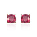 14K Yellow Gold Niassa Ruby (FF) Stud Cushion Cut Earrings 2.50 ctw - Sticky add to cart bar
