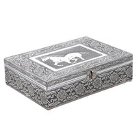 Handcrafted Aluminum Oxidized Tiger Pattern 2 Tier Jewelry Box (11x3x8 in)