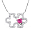 Lab Created Ruby and Lab Created White Sapphire Necklace 18 Inch in Sterling Silver - Sticky add to cart bar