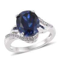 Lab Created Blue Sapphire and Lab Created White Sapphire Harmony Ring