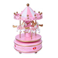 Pink and White 4-Horse Wooden Carousel Music Box - Sticky add to cart bar