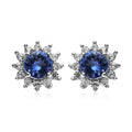 D'Joy Tanzanite Earrings with Natural Zircon Flower Stud Earrings for Women in Platinum Over Sterling Silver, Wedding Gift for Her 1.00 ctw - Sticky add to cart bar