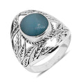 Bali Legacy Collection Sea Mist Larimar Sterling Silver Leaf Ring (Size 7.0) TGW 5.13 cts. - Sticky add to cart bar