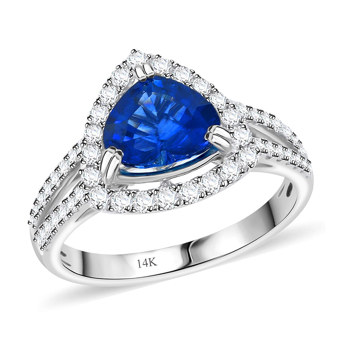 LIMITED EDITION 2.63 ctw Madagascar Blue Sapphire and Diamond Ring in 14K White Gold 3.26 Grams