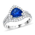 LIMITED EDITION 2.63 ctw Madagascar Blue Sapphire and Diamond Ring in 14K White Gold 3.26 Grams - Sticky add to cart bar