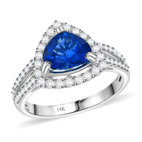 LIMITED EDITION 2.63 ctw Madagascar Blue Sapphire and Diamond Ring in 14K White Gold 3.26 Grams