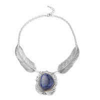 Sodalite Necklace 18-20 Inches in Black Oxidized Silvertone 100.00 ctw