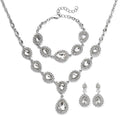 Glass, Austrian Crystal Bracelet (7.50In), Earrings and Necklace (20.00 Inches) in Silvertone - Sticky add to cart bar