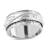 Engraved Spinner Ring in Sterling Silver