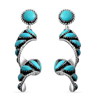 SANTA FE Style Kingman Turquoise Swirl Earrings in Sterling Silver 4.50 ctw
