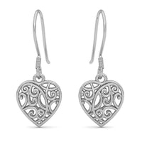 14K Rose Gold Over Sterling Silver Openwork Heart Earrings 3.45 Grams