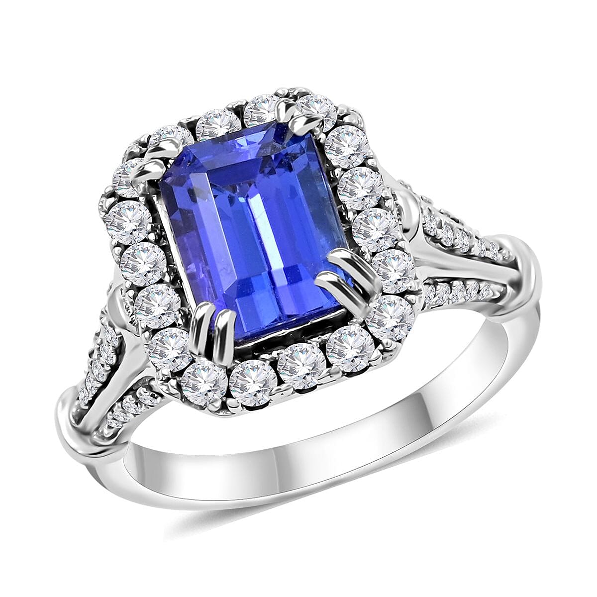 ILIANA 18K WG Premium AAA Tanzanite, Diamond Ring (Size 7.0) TDiaWt 0.85 cts, TGW 3.98 cts.