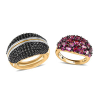 GP Orissa Rhodolite Garnet and Thai Black Spinel Multi Wear Cage Ring in 14K YG Over Sterling Silver 12 Grams 7.19 ctw