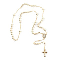 Rosary Style Necklace 26 Inches in Goldtone - Sticky add to cart bar