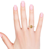ILIANA 18K Yellow Gold AAA Imperial Topaz and G-H SI Diamond Halo Ring 2.35 Grams 1.00 ctw