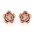 D'Joy Natural Pink Diamond Accent Earrings, Rose Studs, Flower Earrings, Rose Earrings, Sterling Silver Earrings, Floral Earrings in Vermeil RG Over Sterling Silver - Sticky add to cart bar
