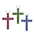 Set of 3 Chrome Diopside Masoala Sapphire (D) Niassa Ruby (FF) 8.00 ctw Necklace in Platinum Over Sterling Silver, Cross Pendants 20 Inches - Sticky add to cart bar