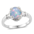 Ethiopian Welo Opal, Diamond (0.18 ct) Ring in Platinum Over Sterling Silver 2.33 ctw - Sticky add to cart bar