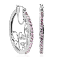 KARIS Simulated Pink Diamond Hoop Earrings in Platinum Bond 3.75 ctw