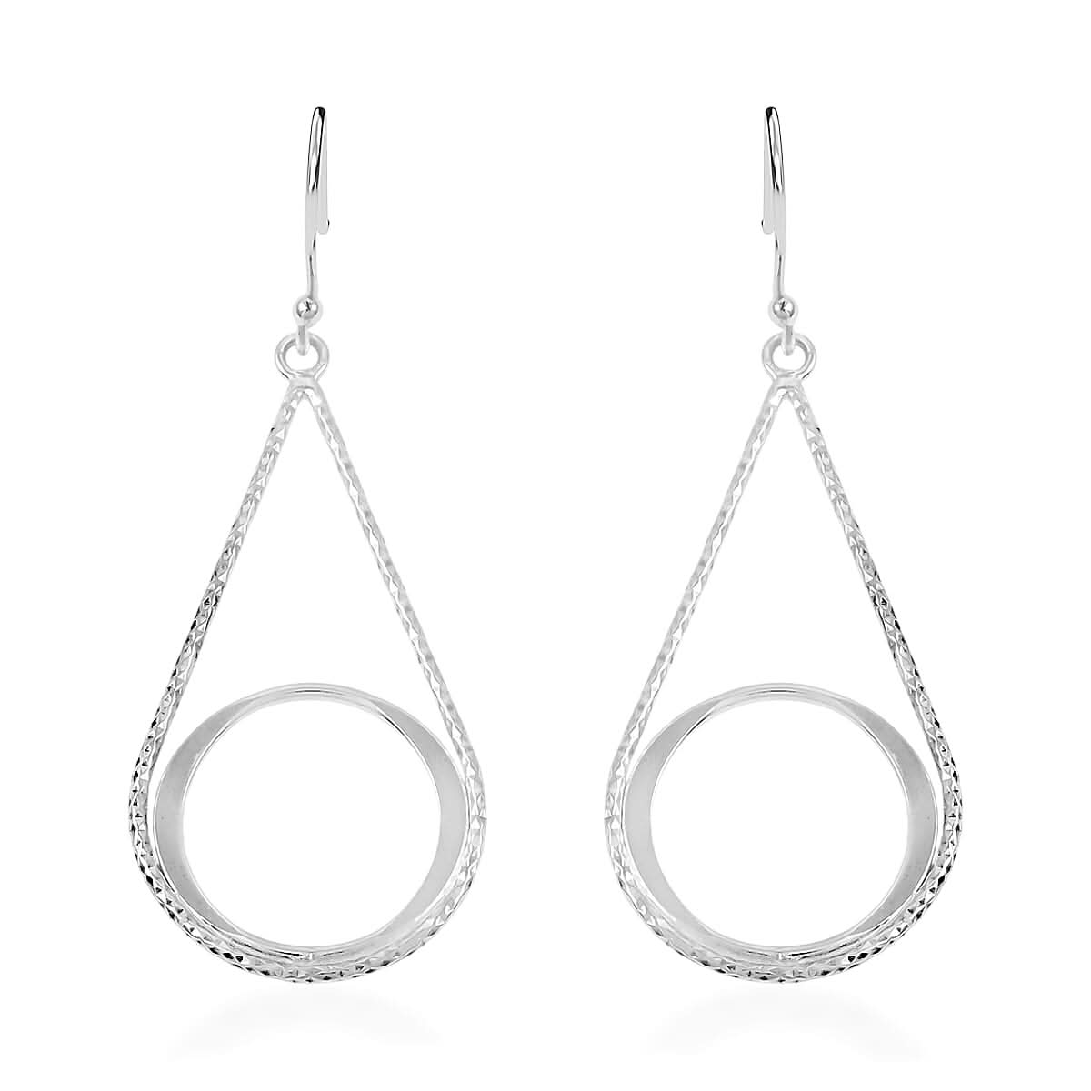 Dangle Earrings in Rhodium Over Sterling Silver 2.20 Grams
