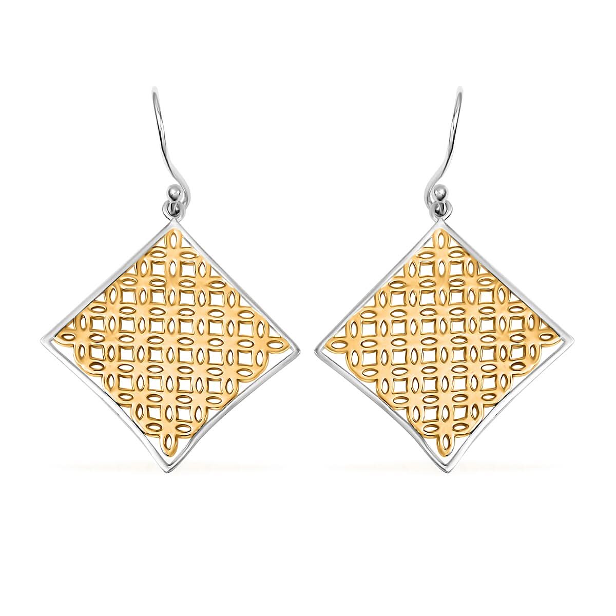 Square Earrings in 14K YG Over and Sterling Silver 3.80 Grams