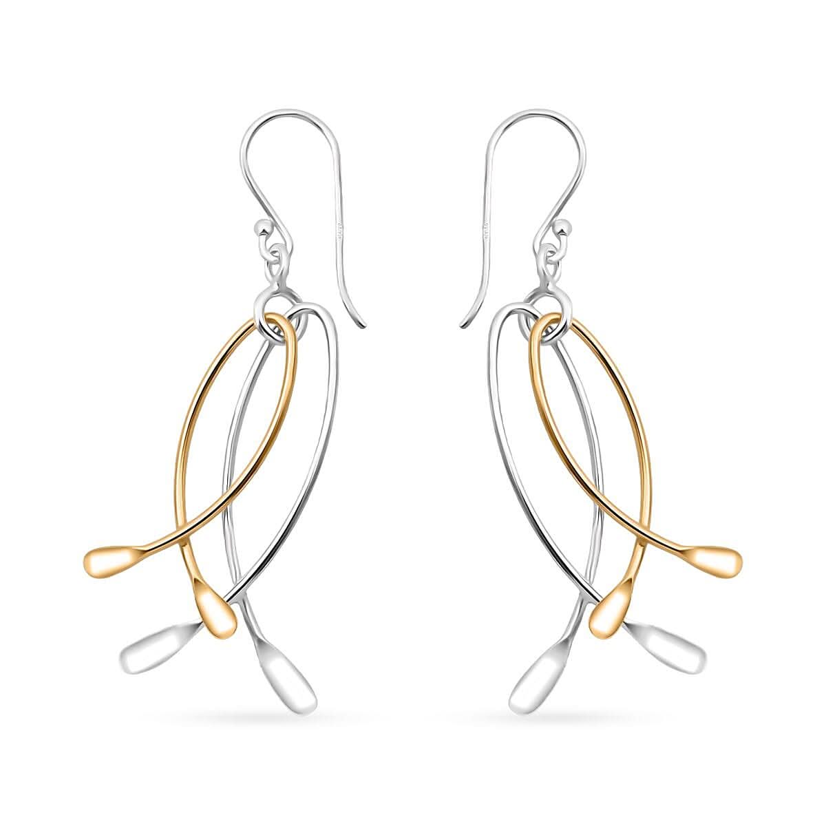 Dangle Earrings in 14K Yellow Gold Over Sterling Silver 2.20 Grams