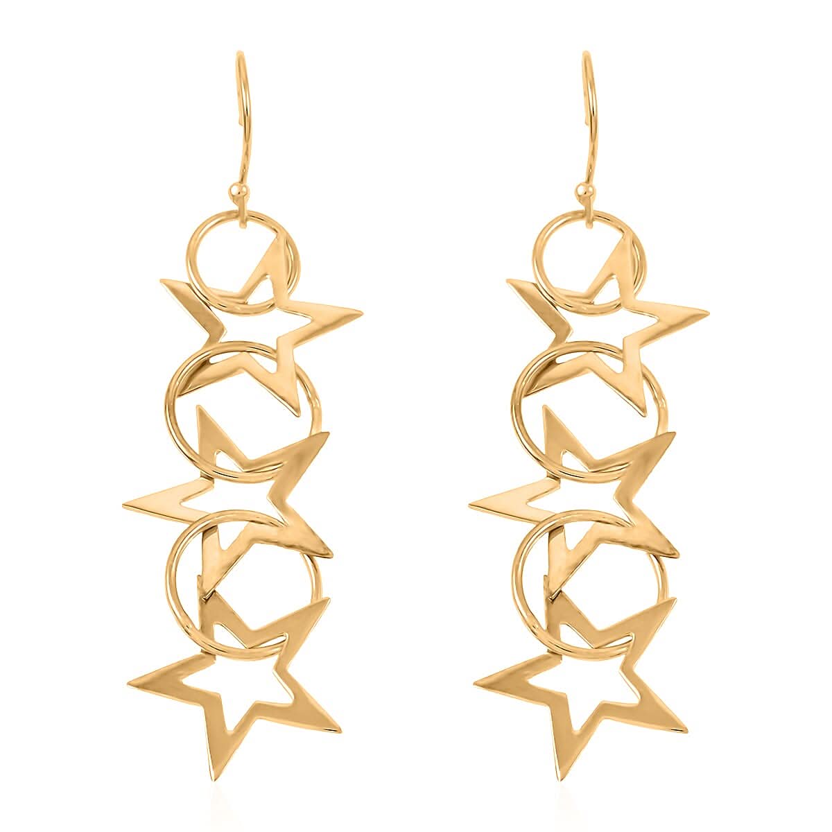 Stars Earrings in 14K Yellow Gold Over Sterling Silver 4.60 Grams