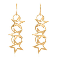 Stars Earrings in 14K Yellow Gold Over Sterling Silver 4.60 Grams