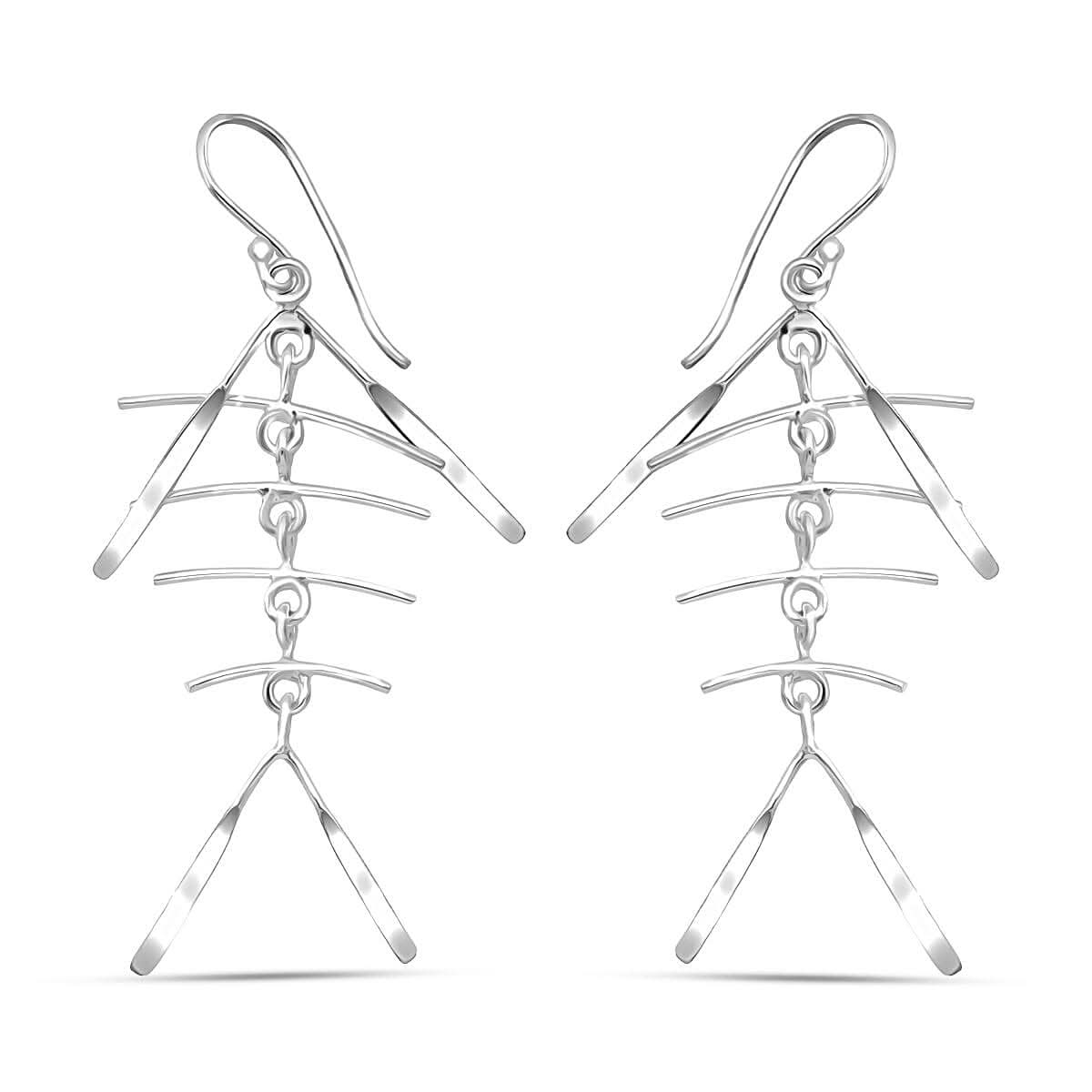 Fancy Earrings in Rhodium Over Sterling Silver 2.10 Grams