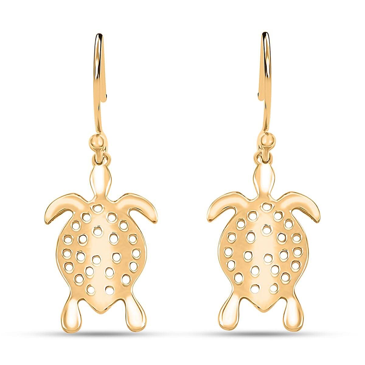 Turtle Earrings in 14K Yellow Gold Over Sterling Silver 3.20 Grams