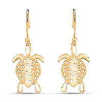 Turtle Earrings in 14K Yellow Gold Over Sterling Silver 3.20 Grams
