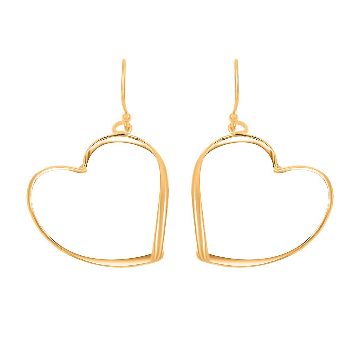 Heart Earrings in 14K Yellow Gold Over Sterling Silver 2.30 Grams
