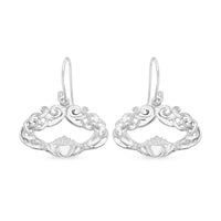 Fancy Earrings in Rhodium Over Sterling Silver 3.75 Grams